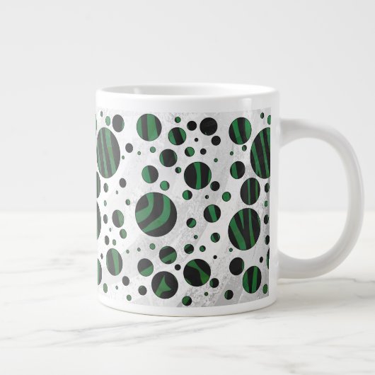 Zebra Black en Green Polka Dot Grote Koffiekop (Rechts)