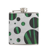 Zebra Black en Green Polka Dot Heupfles (Voorkant)