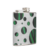 Zebra Black en Green Polka Dot Heupfles (Rechts)
