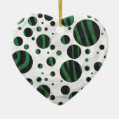 Zebra Black en Green Polka Dot Keramisch Ornament (Voorkant)
