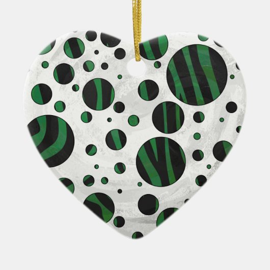 Zebra Black en Green Polka Dot Keramisch Ornament (Voorkant)