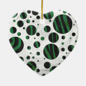 Zebra Black en Green Polka Dot Keramisch Ornament (Achterkant)