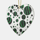 Zebra Black en Green Polka Dot Keramisch Ornament (Links)
