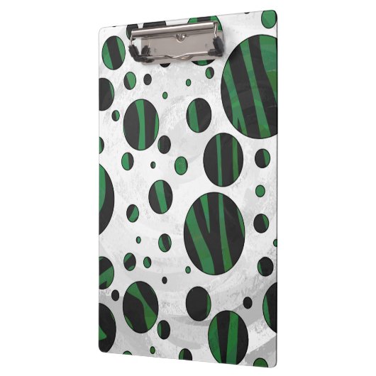 Zebra Black en Green Polka Dot Klembord (Links)