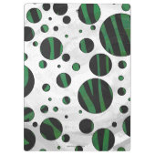 Zebra Black en Green Polka Dot Klembord (Achterkant)