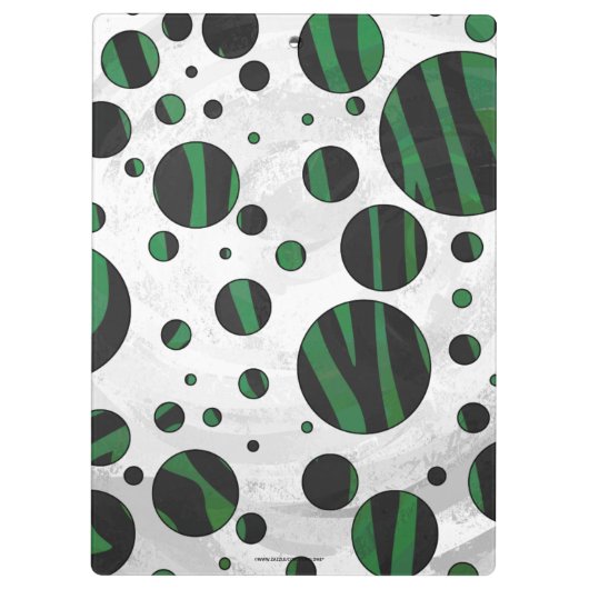 Zebra Black en Green Polka Dot Klembord (Achterkant)