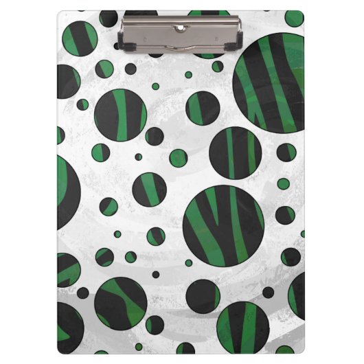 Zebra Black en Green Polka Dot Klembord (Voorkant)