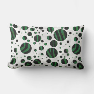 Zebra Black en Green Polka Dot Kussen