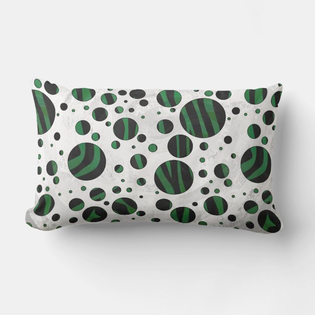 Zebra Black en Green Polka Dot Kussen (Voorkant)