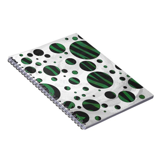 Zebra Black en Green Polka Dot Notitieboek (Rechterzijde)