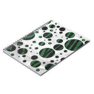 Zebra Black en Green Polka Dot Notitieboek