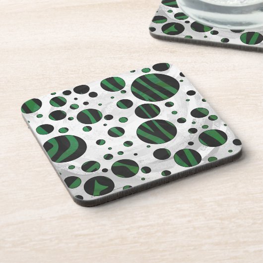Zebra Black en Green Polka Dot Onderzetter (Linkerzijde)