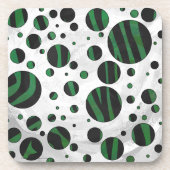 Zebra Black en Green Polka Dot Onderzetter (Voorkant)