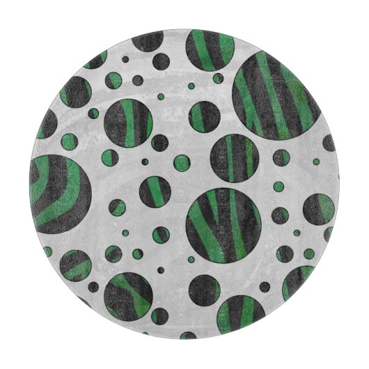 Zebra Black en Green Polka Dot Snijplank (Voorkant)