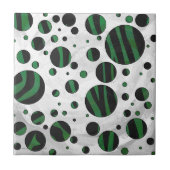 Zebra Black en Green Polka Dot Tegeltje (Voorkant)