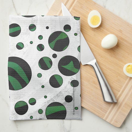 Zebra Black en Green Polka Dot Theedoek (Quarter Fold)