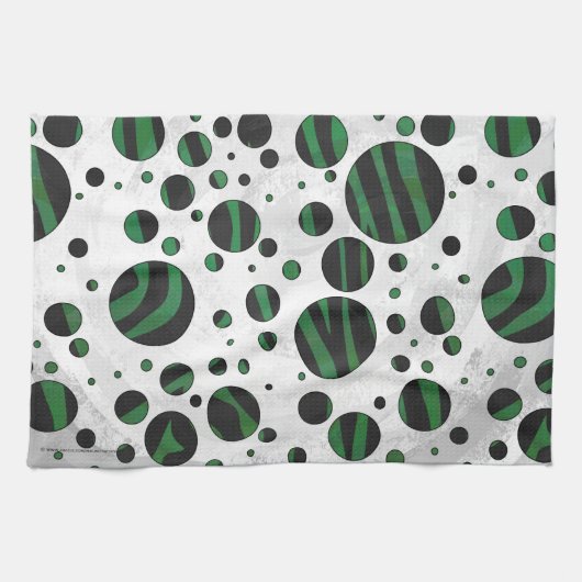 Zebra Black en Green Polka Dot Theedoek (Horizontaal)