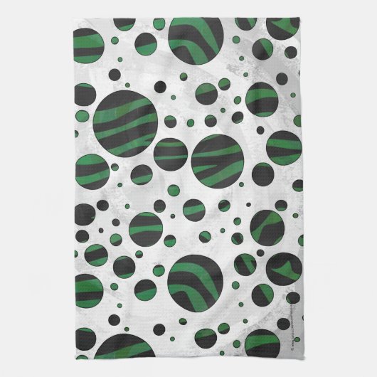 Zebra Black en Green Polka Dot Theedoek (Verticaal)