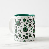 Zebra Black en Green Polka Dot Tweekleurige Koffiemok (Voorkant links)