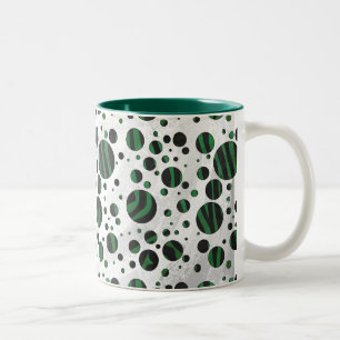 Zebra Black en Green Polka Dot Tweekleurige Koffiemok