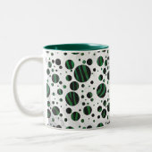 Zebra Black en Green Polka Dot Tweekleurige Koffiemok (Links)