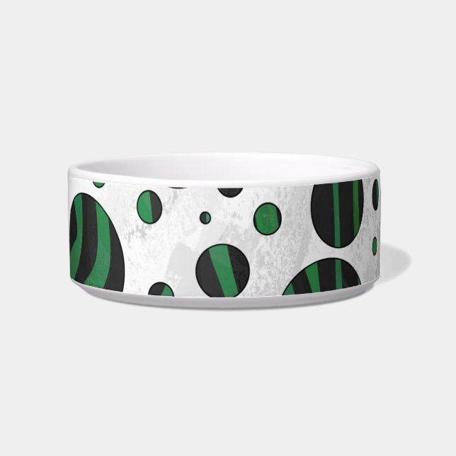 Zebra Black en Green Polka Dot Voerbakje (Rechts)