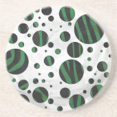 Zebra Black en Green Polka Dot Zandsteen Onderzetter (Voorkant)