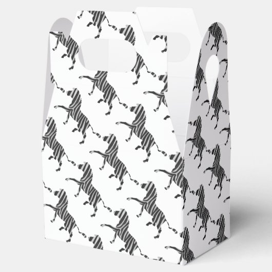 Zebra Black en Light Grey Silhouette Bedankdoosjes (Geopend)