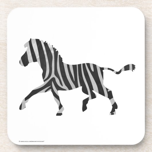 Zebra Black en Light Grey Silhouette Bier Onderzetter (Voorkant)