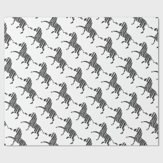 Zebra Black en Light Grey Silhouette Cadeaupapier (Vlak)