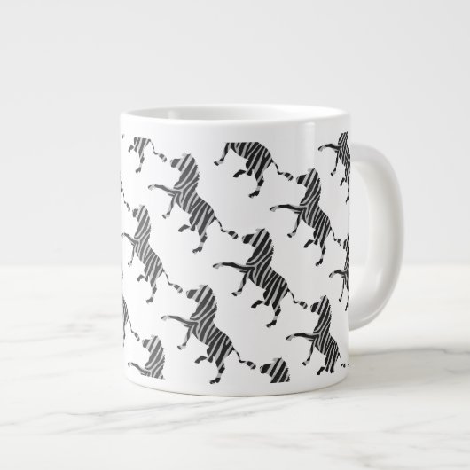 Zebra Black en Light Grey Silhouette Grote Koffiekop (Voorkant rechts)