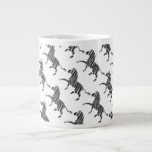Zebra Black en Light Grey Silhouette Grote Koffiekop (Voorkant)
