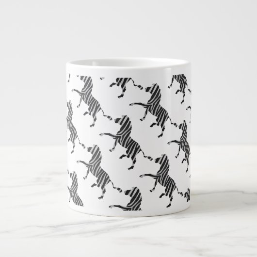 Zebra Black en Light Grey Silhouette Grote Koffiekop (Voorkant)