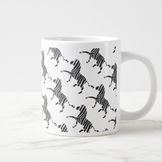 Zebra Black en Light Grey Silhouette Grote Koffiekop (Rechts)