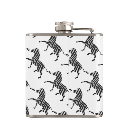 Zebra Black en Light Grey Silhouette Heupfles (Achterkant)