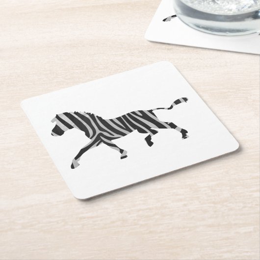 Zebra Black en Light Grey Silhouette Kartonnen Onderzetters (Schuin)