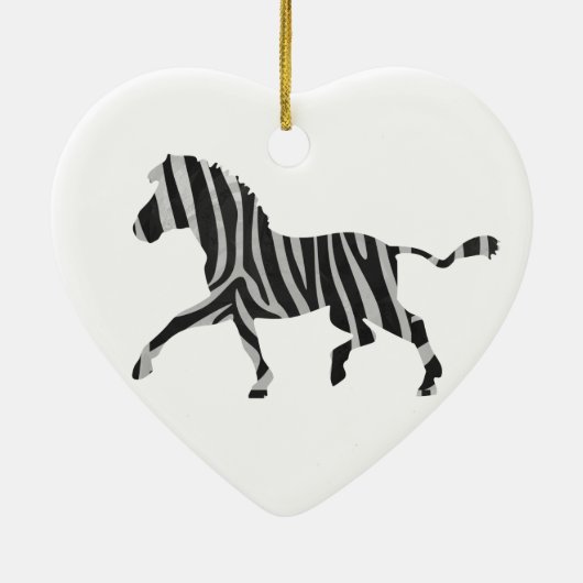 Zebra Black en Light Grey Silhouette Keramisch Ornament (Achterkant)