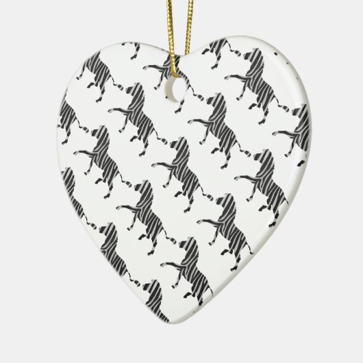 Zebra Black en Light Grey Silhouette Keramisch Ornament (Links)