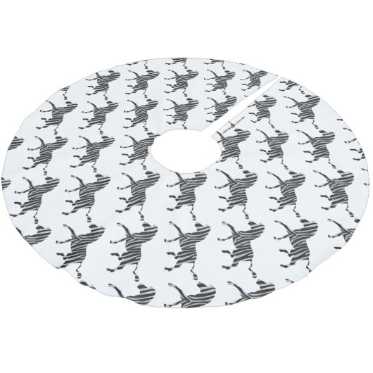 Zebra Black en Light Grey Silhouette Kerstboom Rok (Gekanteld)