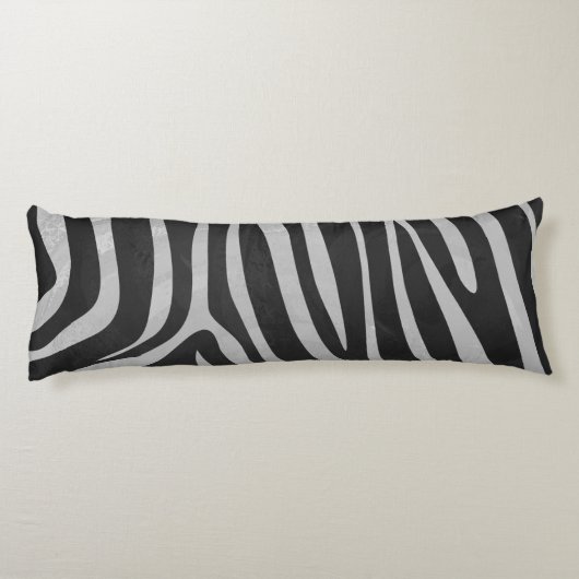 Zebra Black en Light Grey Silhouette Lichaamskussen (Achterkant)