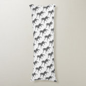 Zebra Black en Light Grey Silhouette Lichaamskussen (Voorkant Verticaal)