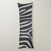 Zebra Black en Light Grey Silhouette Lichaamskussen (Achterkant (Verticaal))