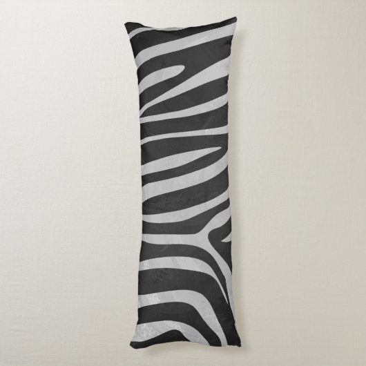 Zebra Black en Light Grey Silhouette Lichaamskussen (Achterkant (Verticaal))
