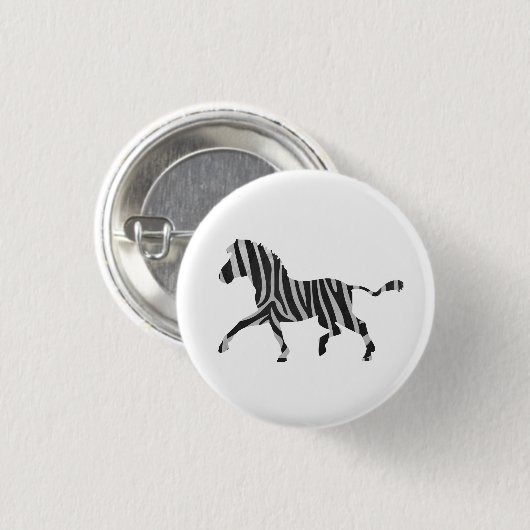 Zebra Black en Light Grey Silhouette Ronde Button 3,2 Cm (Voorkant /achterkant)