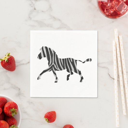 Zebra Black en Light Grey Silhouette Servet (Insitu)