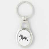 Zebra Black en Light Grey Silhouette Sleutelhanger (Voorkant)