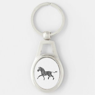 Zebra Black en Light Grey Silhouette Sleutelhanger