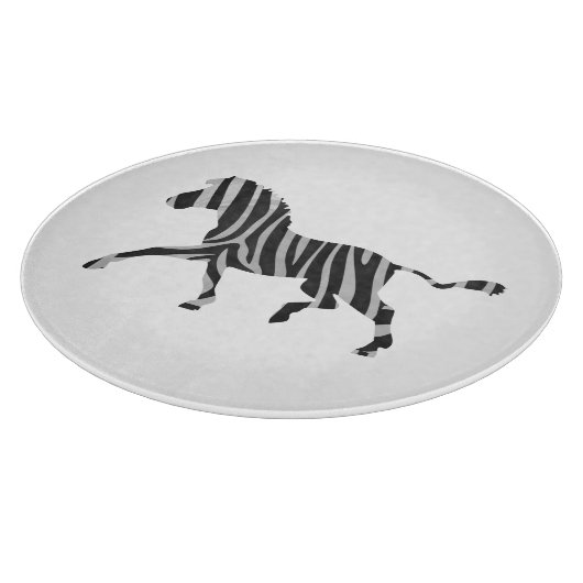 Zebra Black en Light Grey Silhouette Snijplank (Hoek)