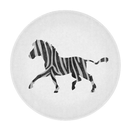 Zebra Black en Light Grey Silhouette Snijplank (Voorkant)