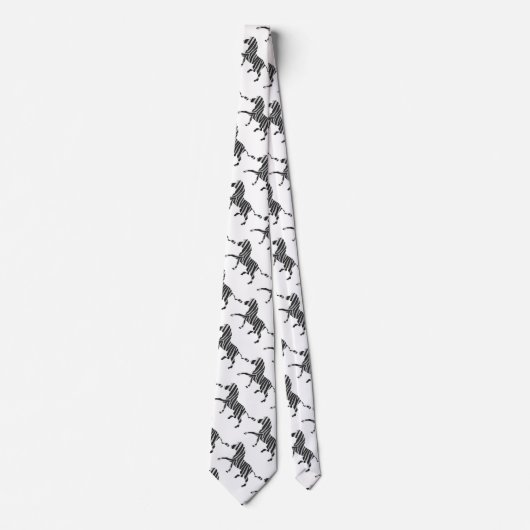 Zebra Black en Light Grey Silhouette Stropdas (Voorkant)